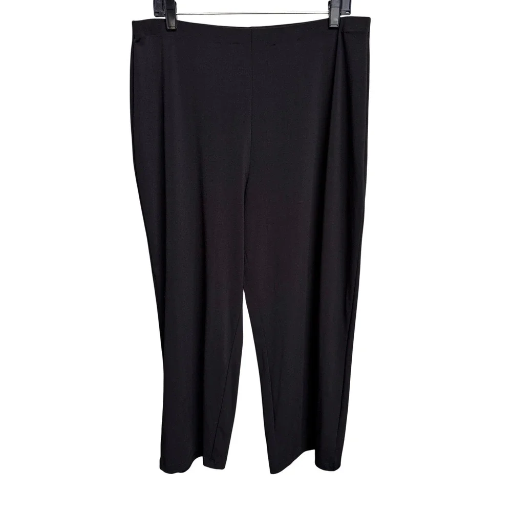 Womens Y2K Wide Leg Cropped Pants Elastic Waist‎ Stretchy Comfort Casual 18 XL